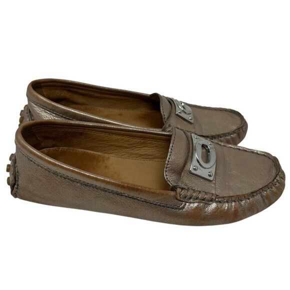 Coach New Yoork Napoleon Gold Leather Loafers / Driving Shoes Size 7B - Picture 4 of 10